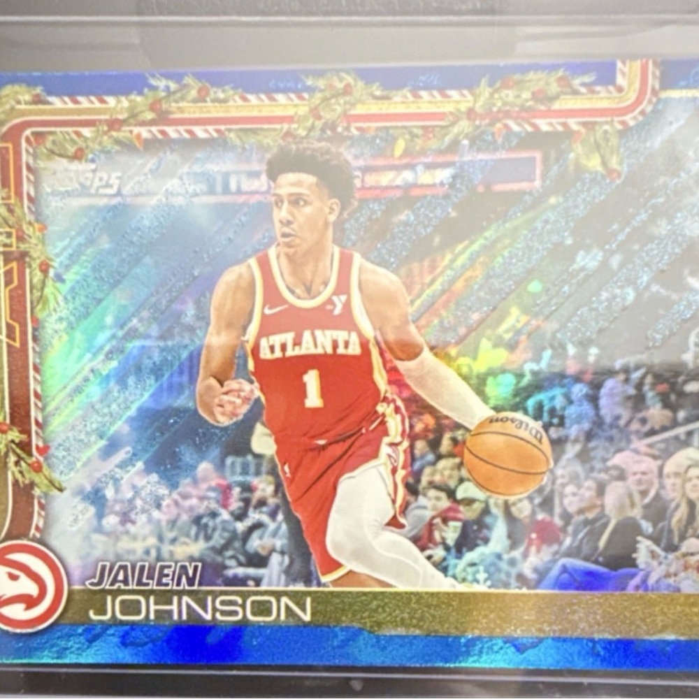 Topps 2025 Holiday Jalen Johnson H52 Atlanta Hawks Holiday Metallic Blue Glitter